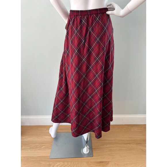 NWT 80s Vintage Red Plaid Midi Skirt Preppy Plus Size Style size 16 - Picture 2 of 5